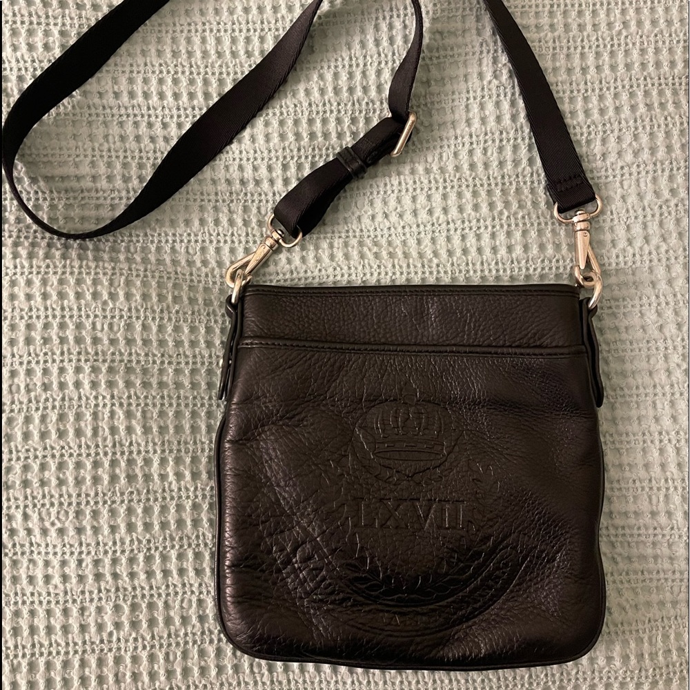 Lauren Ralph black leather cross body bag purse